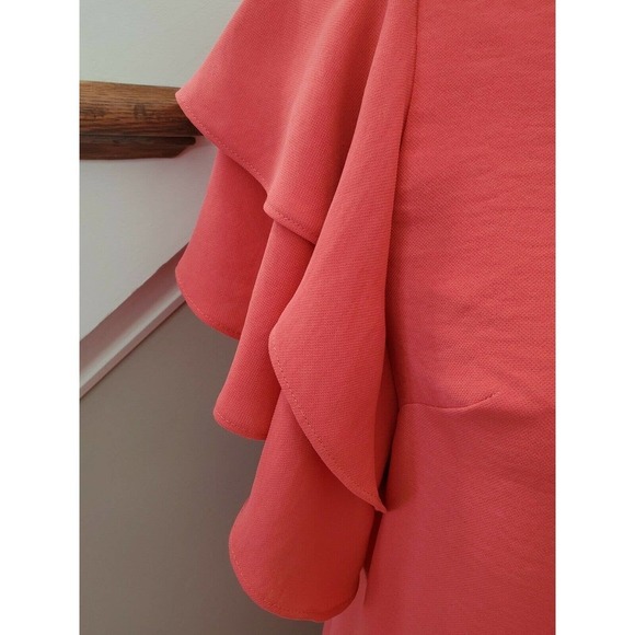 Adrianna Papell Women Solid Cora Polyester Short Sleeve Knee Length Dress Size 2 - Picture 4 of 10